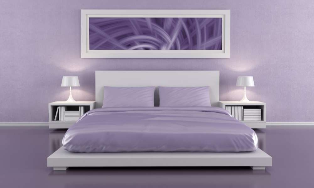 Artwork in Purple And Grey Bedroom