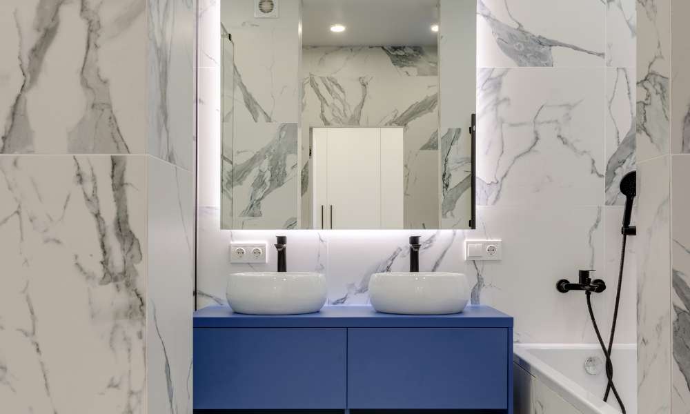 Navy Blue Bathroom Mirror