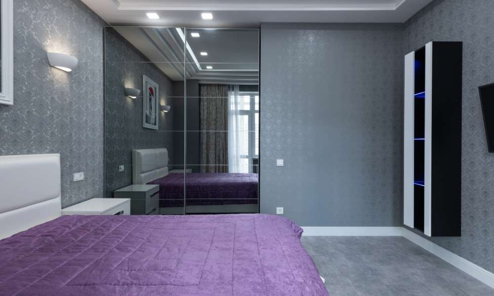 Purple Florals IN Purple And Grey Bedroom