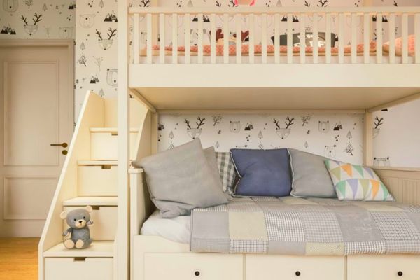 Cozy Loft Bed Ideas for Low Ceiling with Built-in Shelves